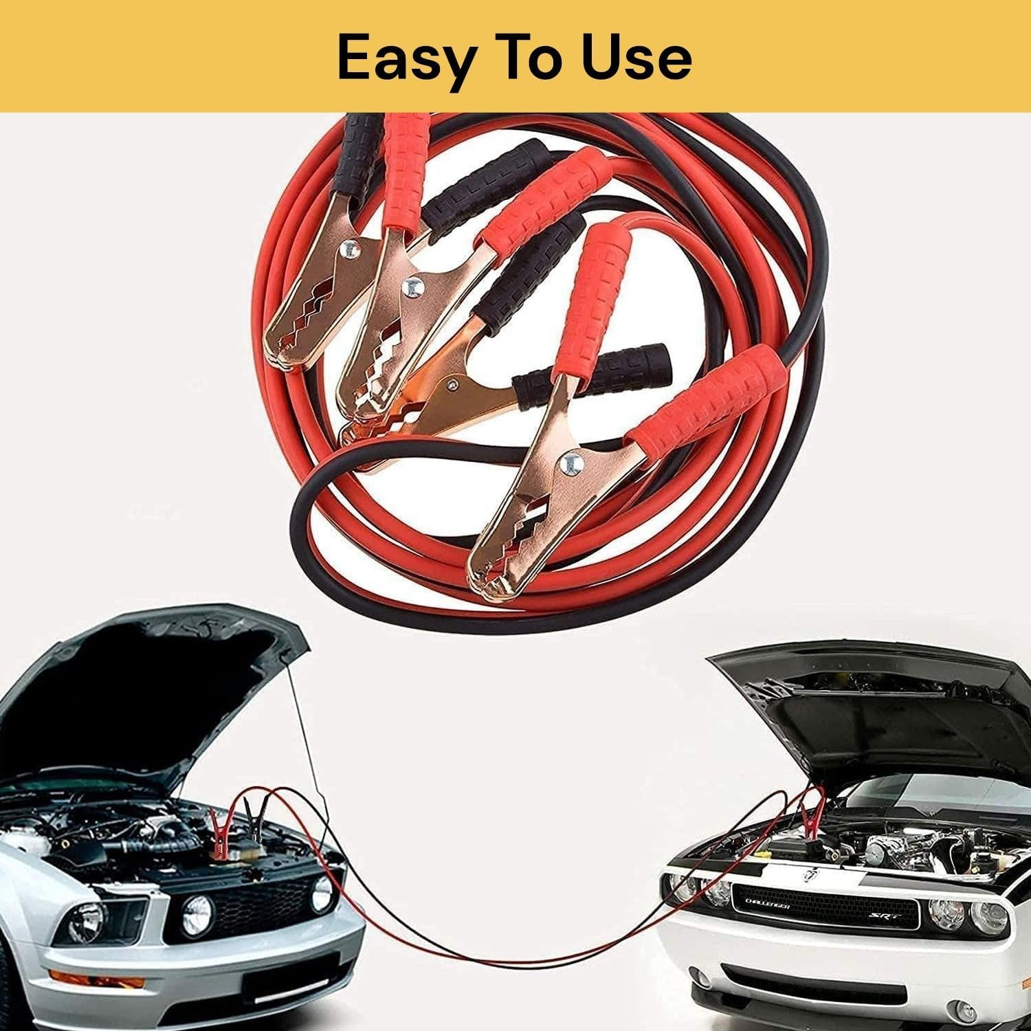 EZONEDEAL 500A Car Heavy Duty Jumper Booster Cable, Clamp to Start Dead Battery, Booster Cable for Truck Anti-Frozon Heat Insulation Jump Leads Size 6Ft