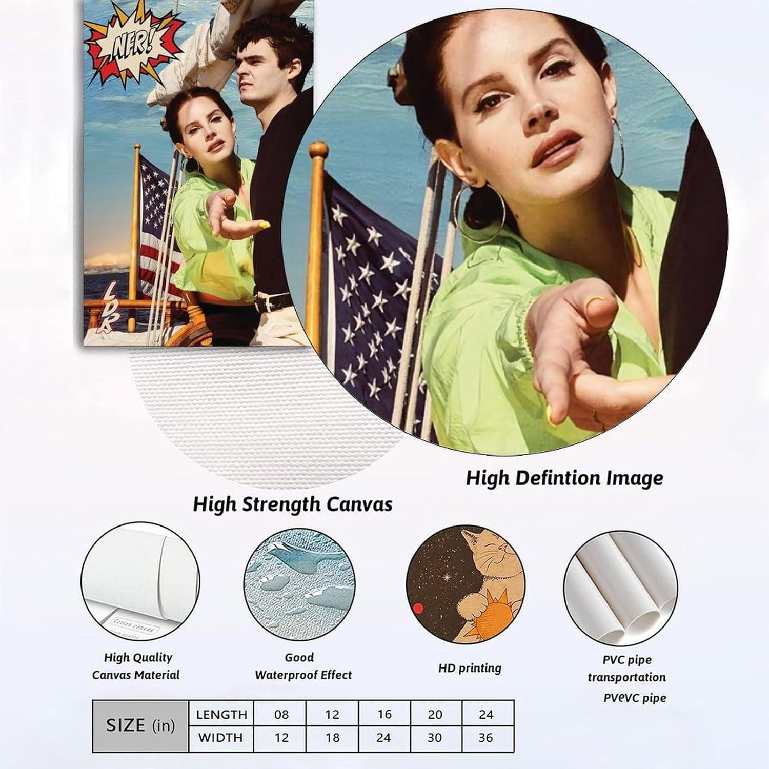 Art Lana Music Del Rey Poster Poster a Set of 2 Canvas Posters Room Aesthetic Festival Gift Family Bedroom Decor Wall Art Home12X18Inch(30X45Cm) Style image number 2