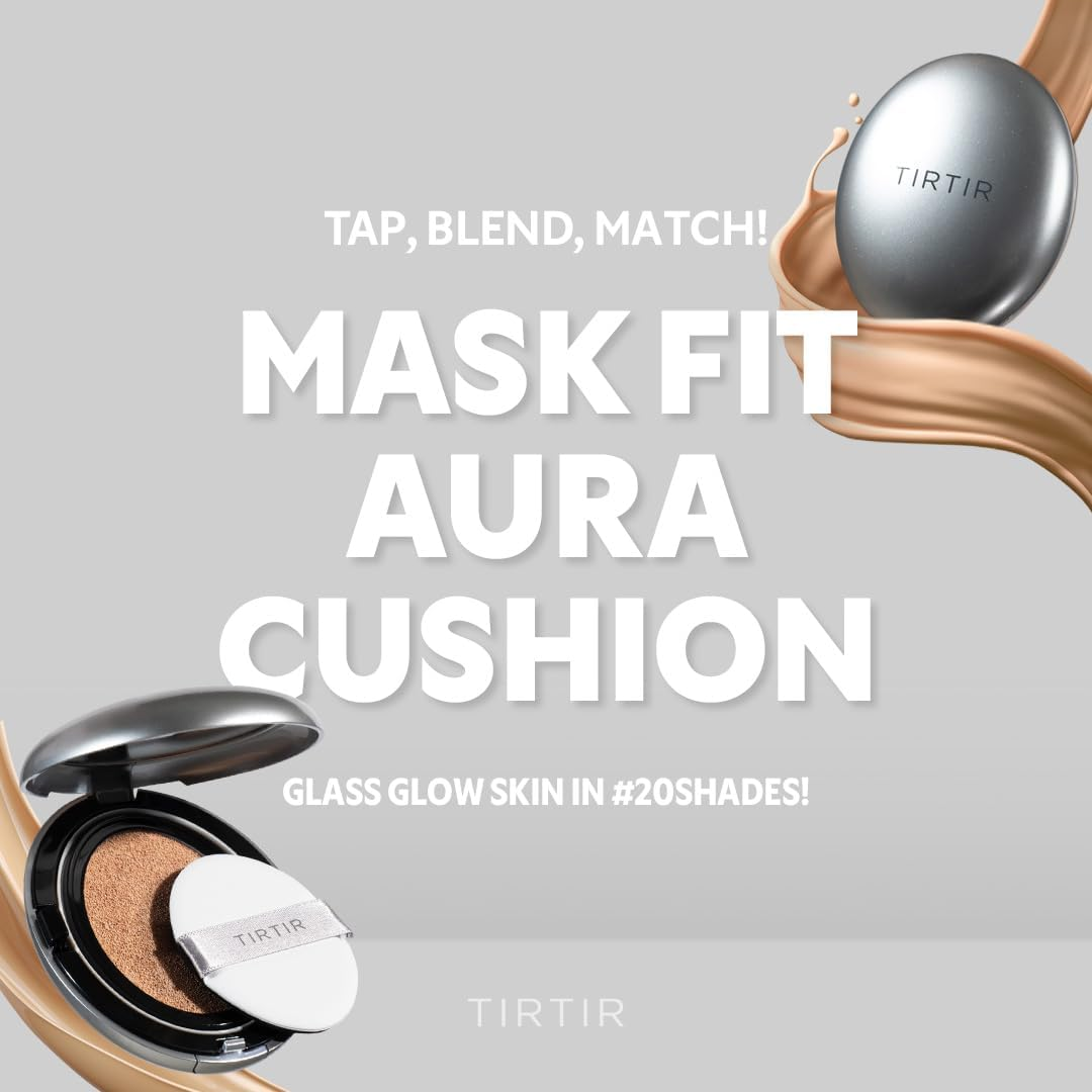 TIRTIR Aura Glow Silver Cushion | Korean Cushion Foundation, (#23N Sand, Full Size, 0.63 Fl Oz) - Sand image number 3