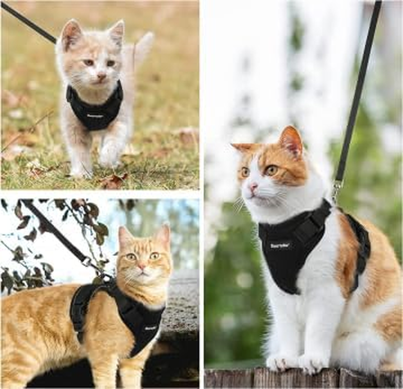 Cat Harness and Cat Lead Set, Retractable Dog Lead with Harness for Cats, Cat Lead with Harness, Reflective, Escape Proof Cat Lead for Cats, Kittens, Dogs (Black, L) image number 2