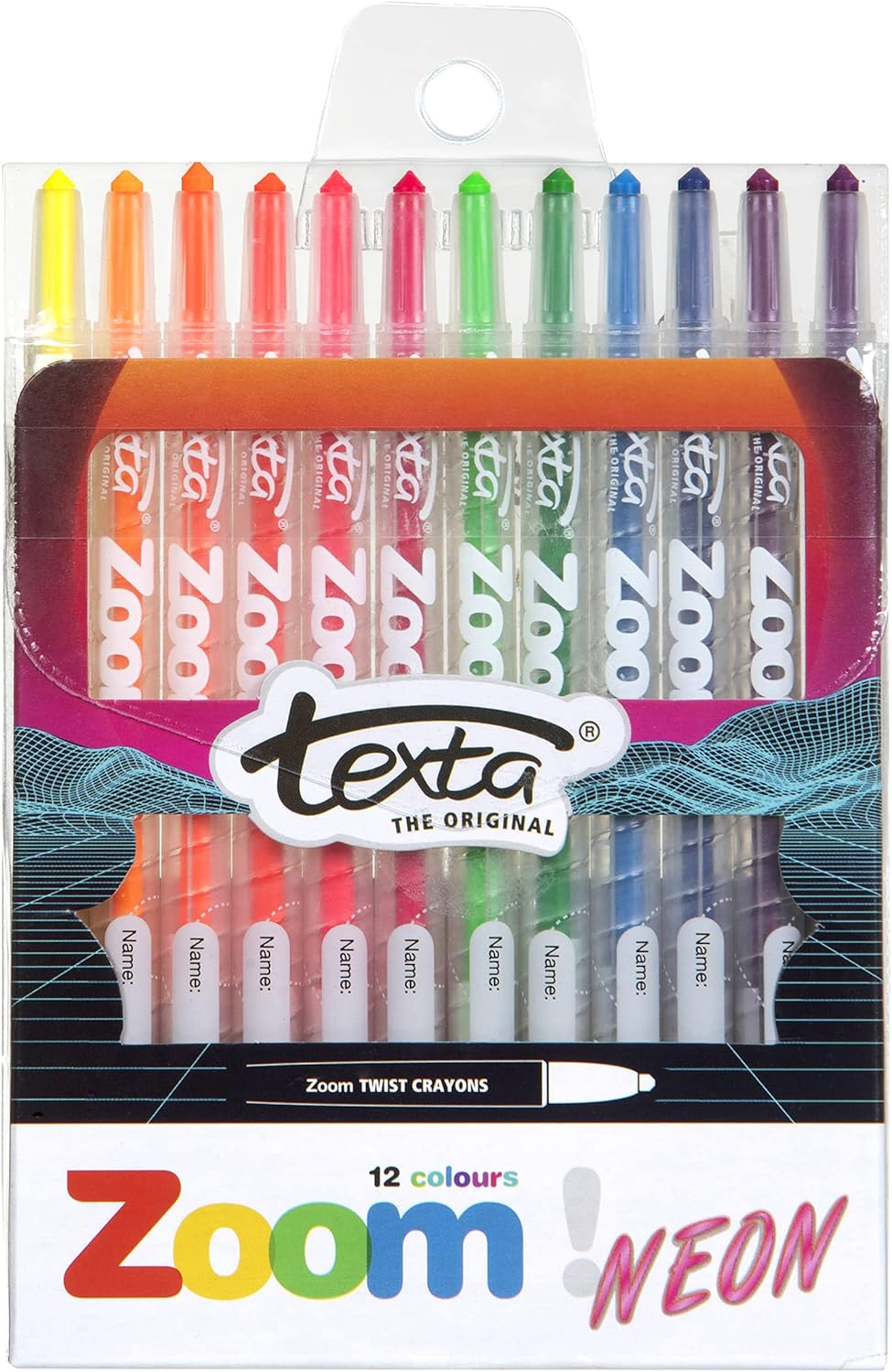 Texta Zoom Neon Crayon 12 Pack, Assorted
