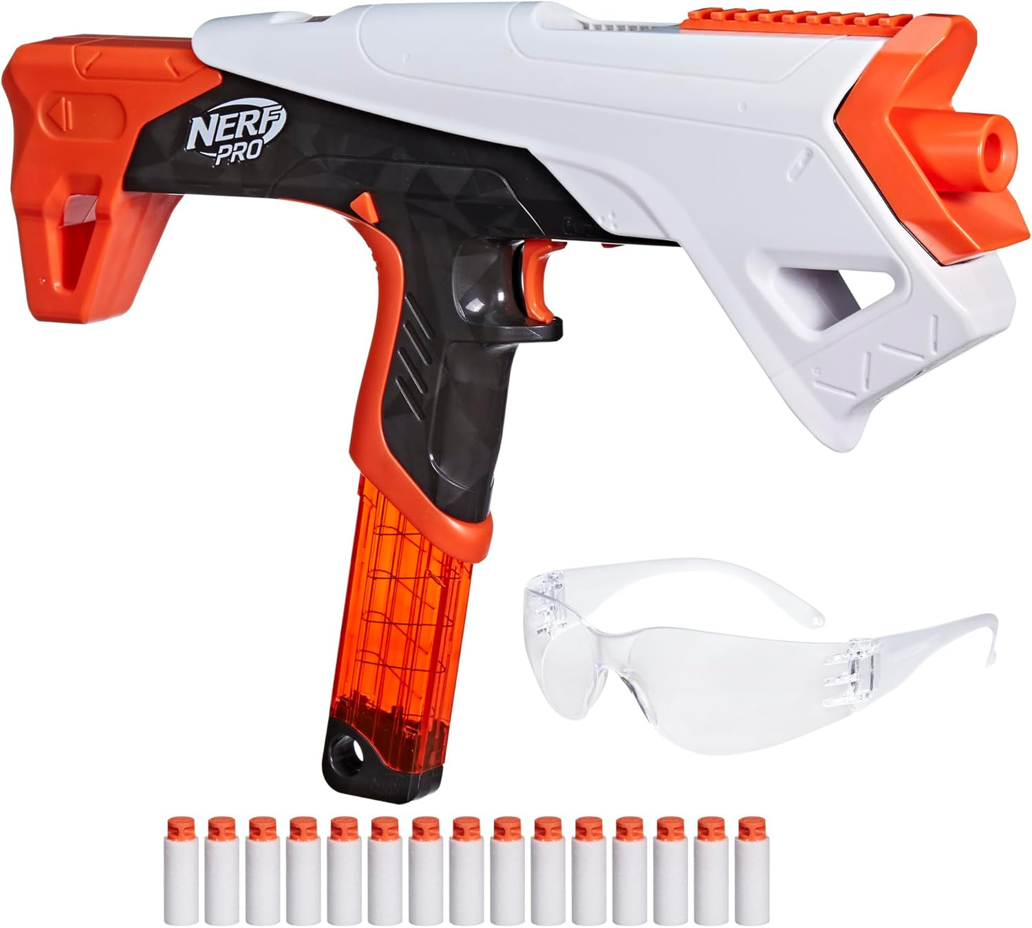 Nerf Pro Torrent Half-Length Dart Blaster, 150 FPS, 15 Nerf Pro Half-Length Darts, 15-Dart Magazine, Pump Action, Eyewear, Gifts for Teens, 14+ image number 6