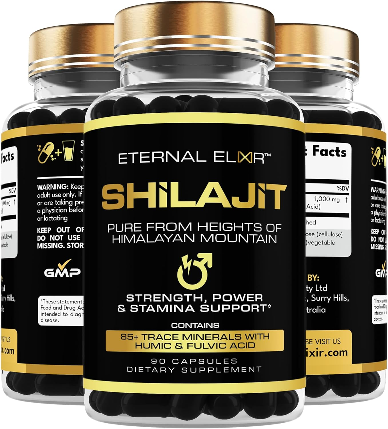 Eternal Elixir Shilajit Pure Himalayan Organic Supplement, 90 Shilajit Capsules with Pure Shilajit Extract, Trace Minerals Fulvic and Humic Acid, Shilajit Supplement to Enhance Immunity, Energy Levelshilajit Capsules image number 2