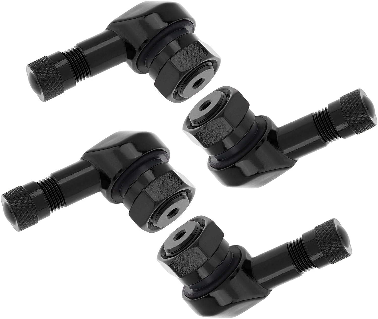 Windance 4Pcs 90 Degree CNC Motorcycle Tire Valve Stems for Most Bike 10 Mm To11.3 Mm Tubeless Tires Easy Installation (Black)