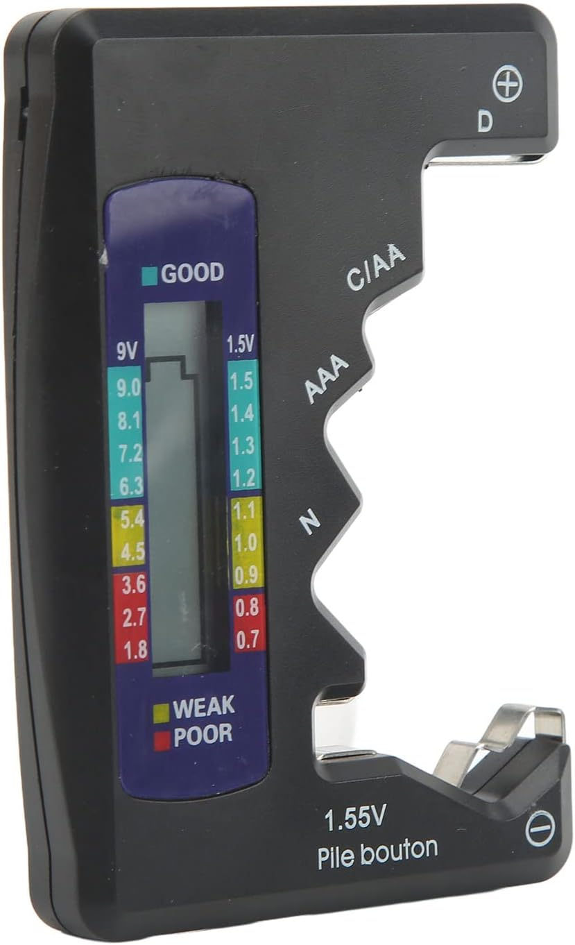 Universal Battery Tester, Professional ABS Digital Battery Capacity Meter AA AAA Battery Test (Black) image number 1