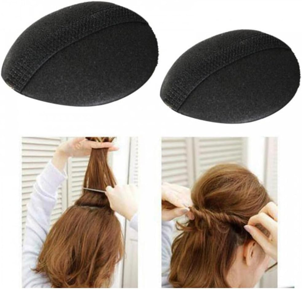 4Pcs (2 Large+2 Small) Black Sponge Bump It up Volume Hair Base Hair Stick Pad Fluffy Hair Padding Insert Cushion Hair Base Styling Insert Tool for Women Girls
