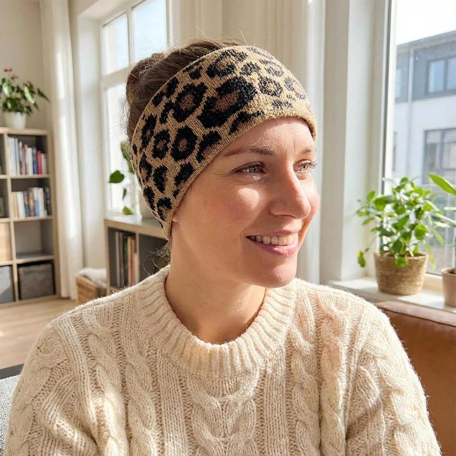 Leopard Print Headband, Leo Headband Women, Set of 3, Soft Fleece, Winter Women, Headband Leopard Print Girls, Women Autumn image number 4