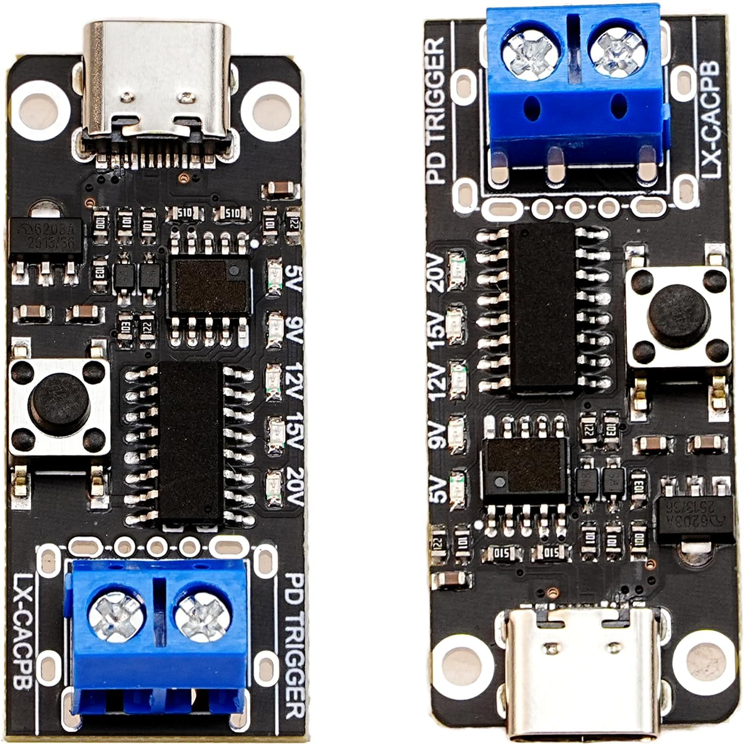 A-DIGISHUO 2PCS 100W 5A USB-C PD QC DC 5V 9V 12V 15V 20V Adjustable Voltage Power Trigger Module 5A Type-C Female Input (Type-C Female to Terminal Output) image number 1