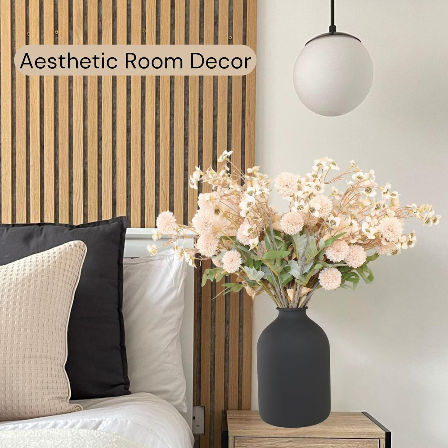 Large Black Flower Vase for Bedroom Decor Living Room Table, Black Arlo Vase Matte, Iron Metal Vases Home Decor, Wabi Sabi Decor image number 4