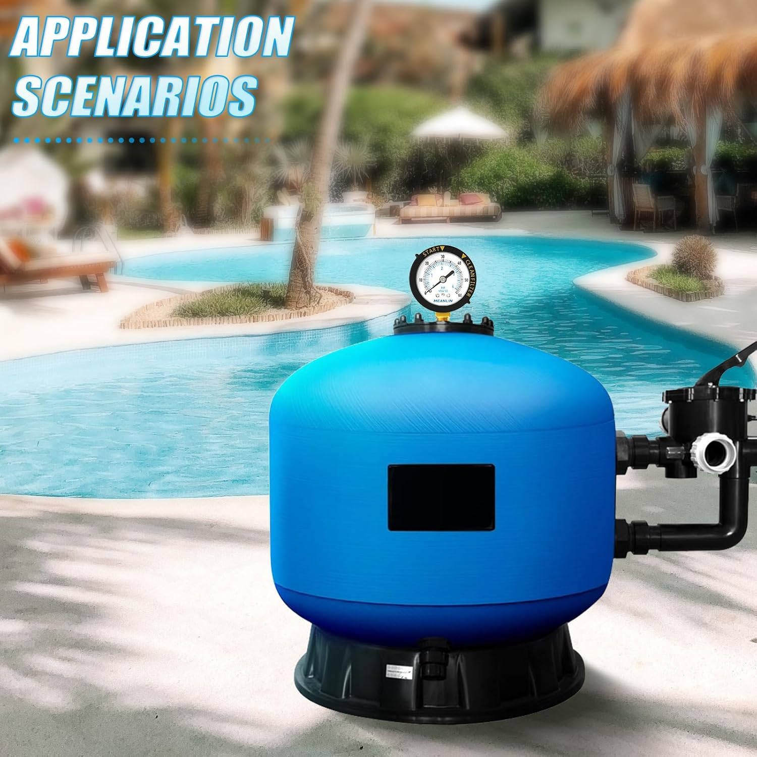 MEANLIN MEASURE 0~60Psi Plastic Frame 1/4" NPT Start and Clean Filter Pressure Gauge，Suitable for Swimming Pool, Spa, Aquarium，Lower Mount image number 6