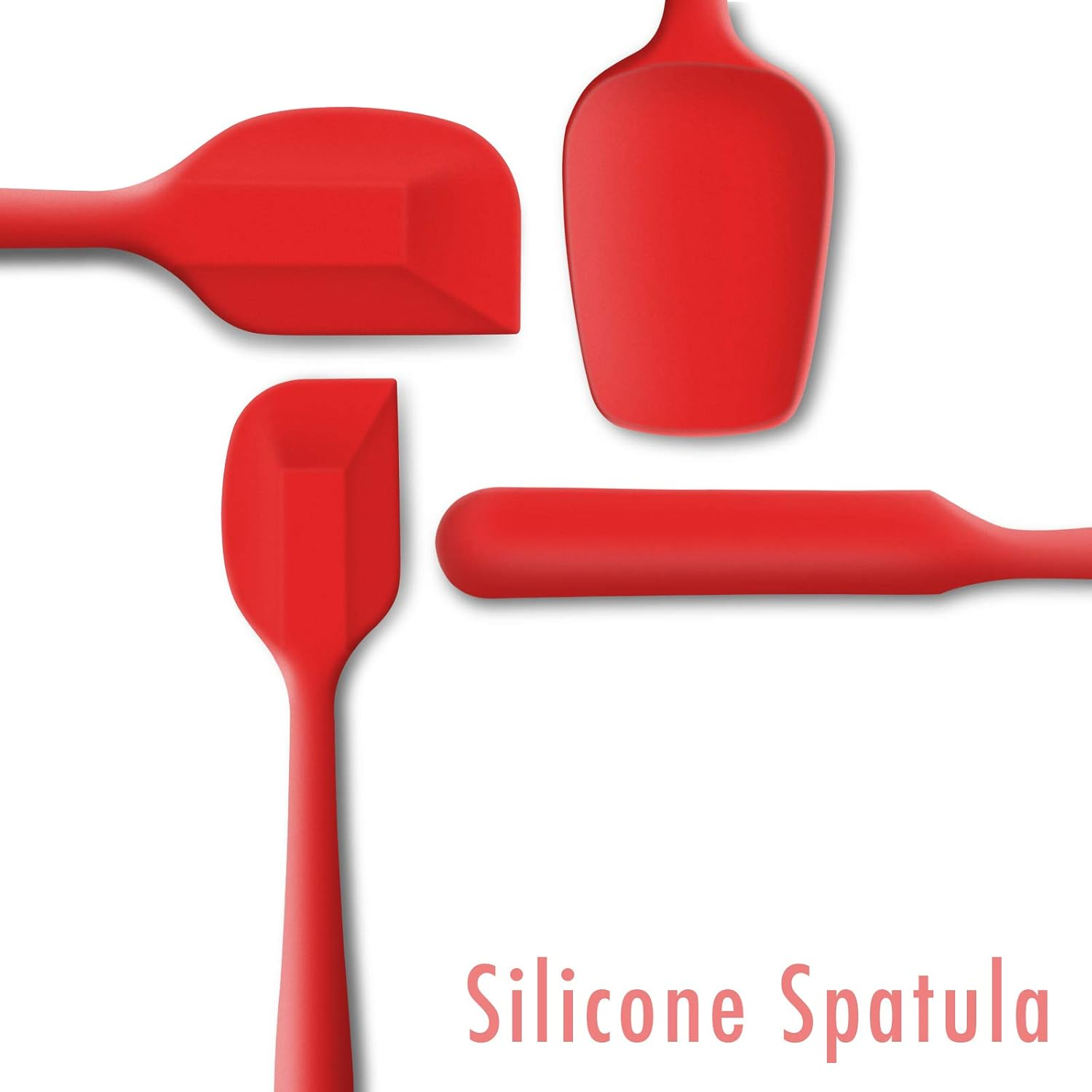 Non-Stick 4-Piece Silicone Spatula Set, High Heat-Resistant Good Grips Rubber Spatulas with Stainless Steel Core, Red image number 1