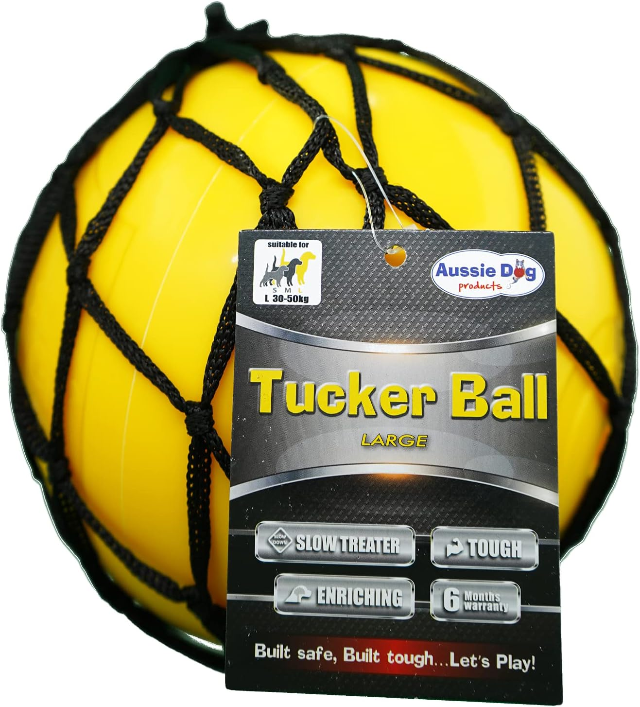 Aussie Dog Tucker Ball Large Yellow | Interactive Treat Dispensing Toy for Large Dogs | Durable, Safe & Engaging Slow Feeder Ball image number 4
