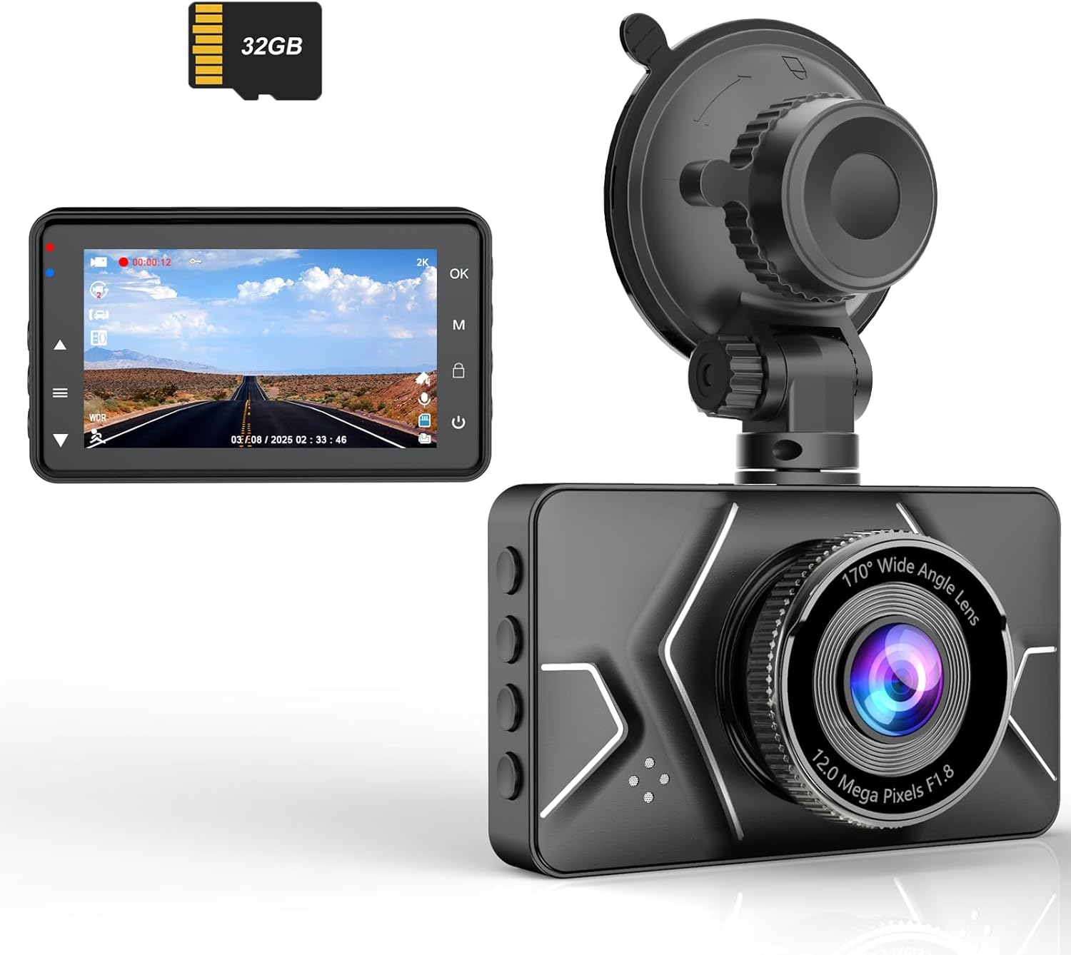 Dash Cam for Cars 2K Car Dash Camera Car Camera Recorder 3Inch Screen Dashboard Camera with 170&deg; Wide Angle, Super Night Vision, WDR, Loop Recording, Parking Monitor, G-Sensor, Motion Detection image number 4