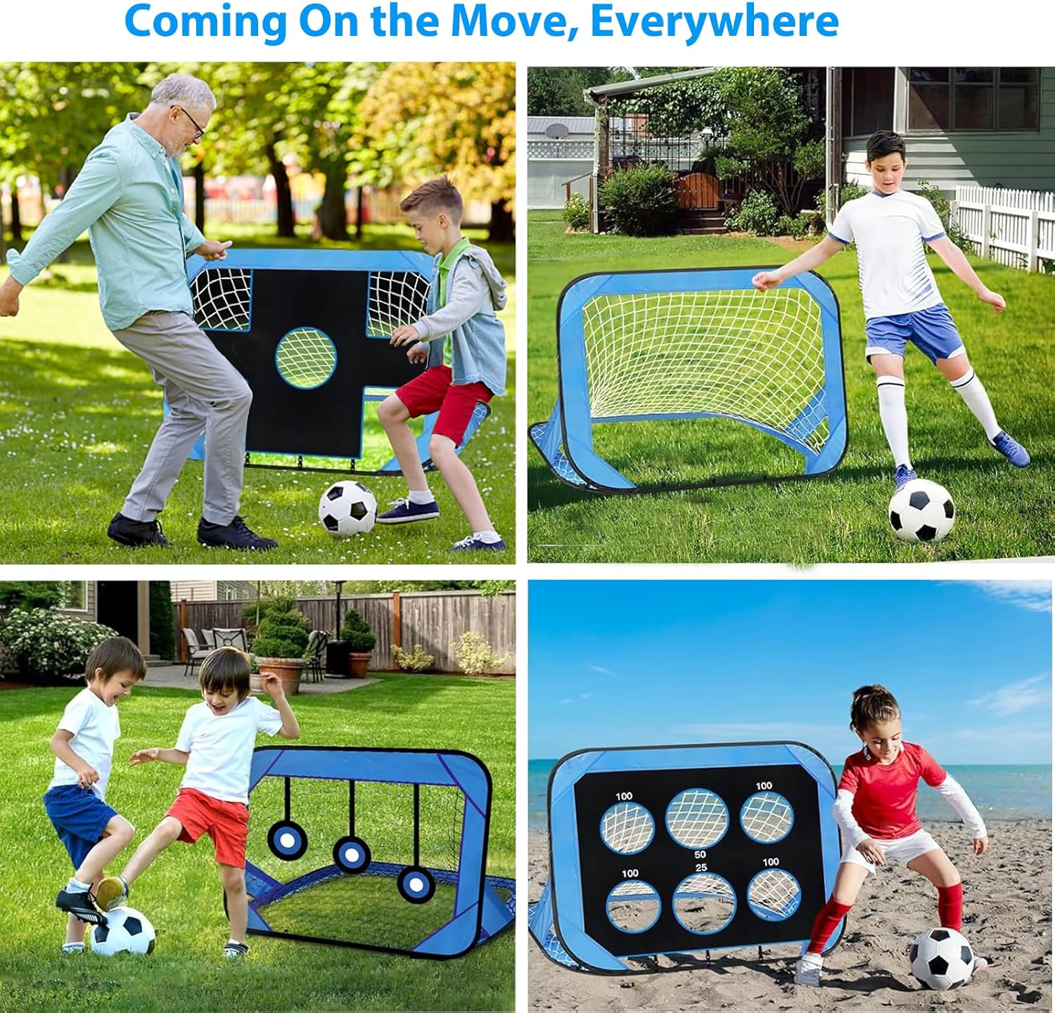 Soccer Goals Training Set with 4 Modes Soccer Training Equipment for Indoor Outdoor, Pop up Soccer Goal Posts with Carry Bag, Soccer Nets for Backyard image number 5