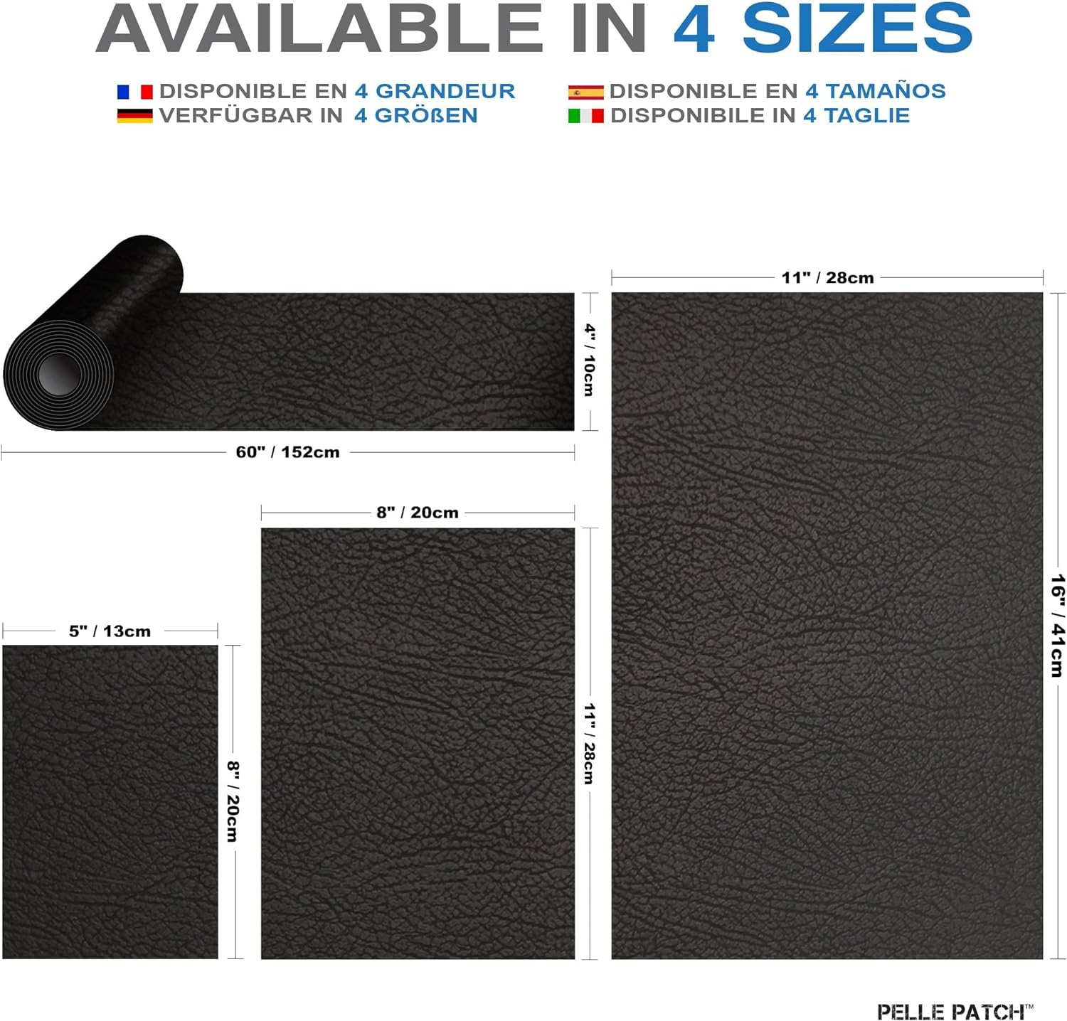 Pelle Patch - Black Leather Patch Car Seat Repair Kit - 25 Colors Available - Original 8X11 - Black image number 6