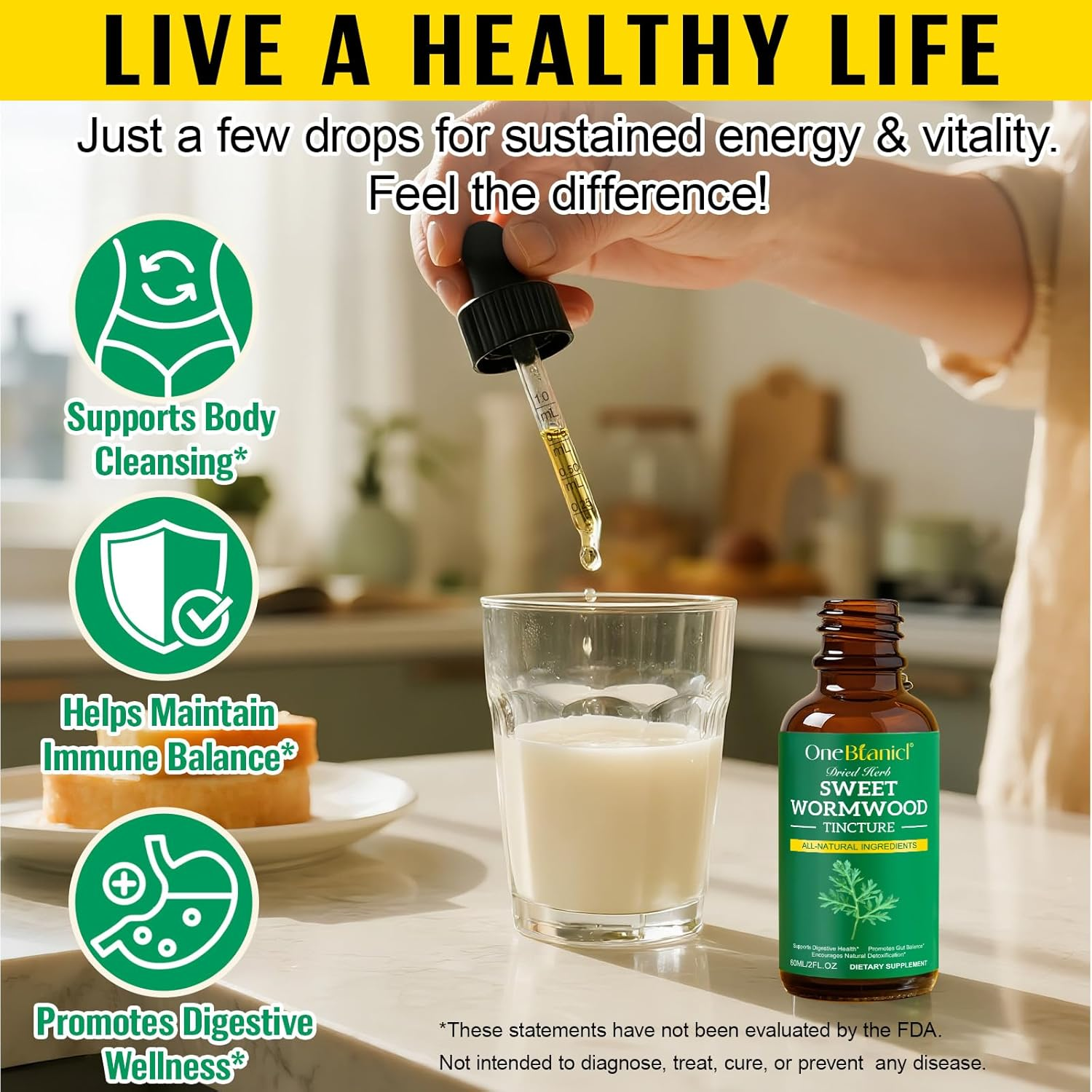 Organic Sweet Wormwood Liquid Drops 60Ml | Natural Parasite Cleanse & Gut Detox Support | Vegan & Alcohol-Free | Fast Absorption image number 4