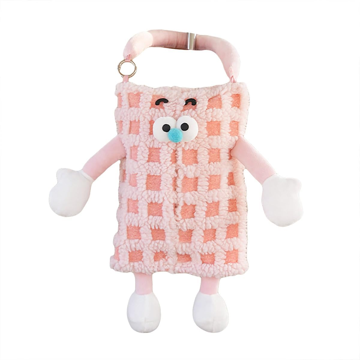 AIMALL Cute Monster Stripe Plaid Car Tissue Holder, Plush Backseat Hanging Dispenser, Car Accessories Storage Solution