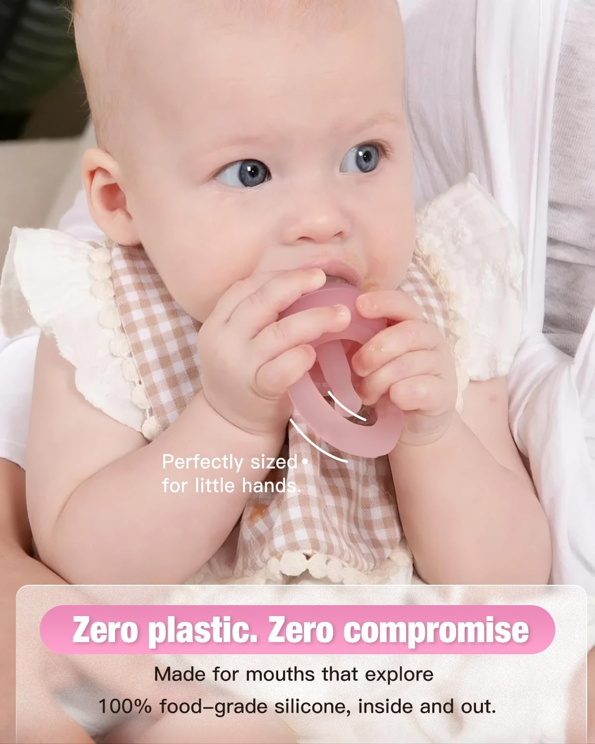 Baby Fruit Feeder & Popsicle Molds Tray Combo, New Born Must Haves and Babies Led Weaning Supplies for Safe Infant Self Feeding, 6+ Month (Pink) image number 7