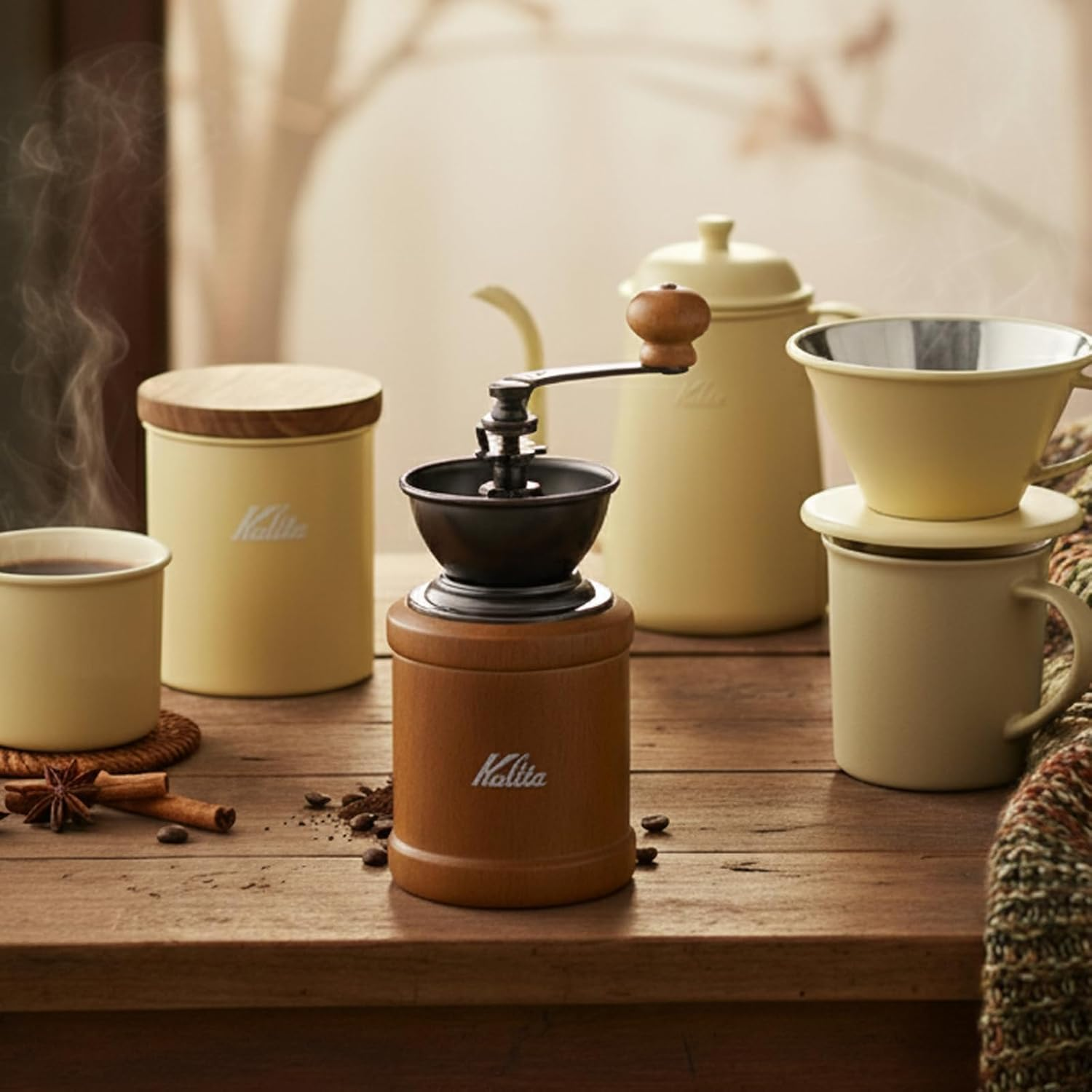 Kalita KH-3AM Wooden Coffee Grinder, Hand Coffee Grinder, Adjustable Grind for Outdoor & Camping image number 2