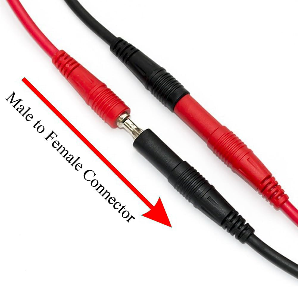 4Mm Multimeter Test Lead Extension, Male to Female Connector, Banana Plug to Crocodile Leads Probes, Plug Cable Test Lead Wire Cable Set(2Pcs)