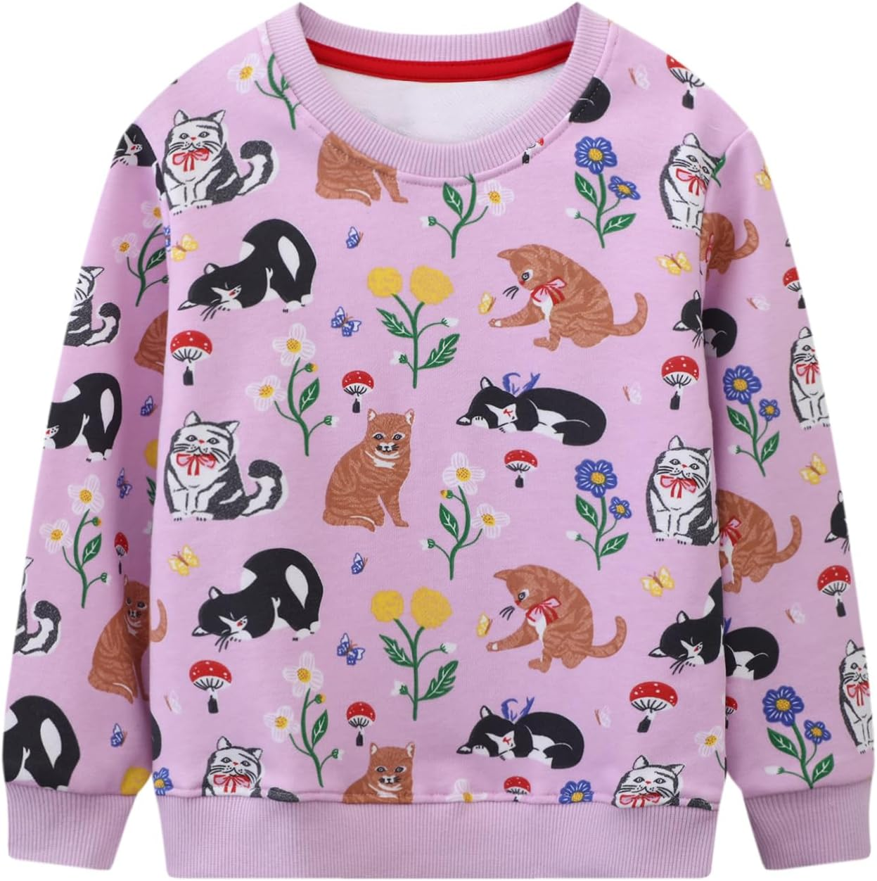 YAGATA Toddler Sweatshirt Girls Long Sleeve Shirts Casual Kids Cotton Graphic Fall Winter Pullover Tee Tops Blouse