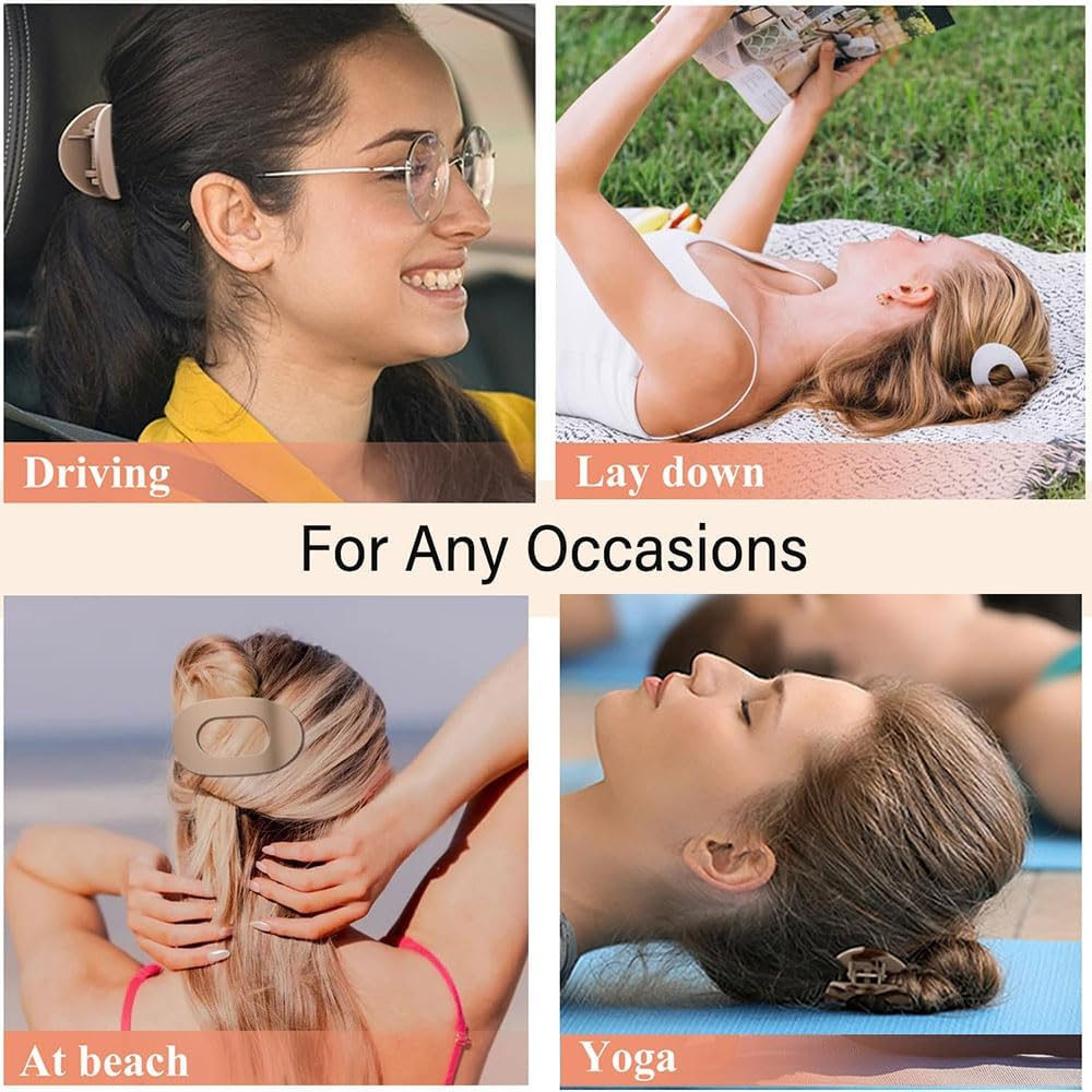 French Hair Clips for Women - Flat Curved Claw Barrettes with Strong Hold for Thick/Thin Hair, Classic Medium Hair Clips for Driving/Lying Down, Comfortable Stylish Hair Accessories (Matte) image number 3