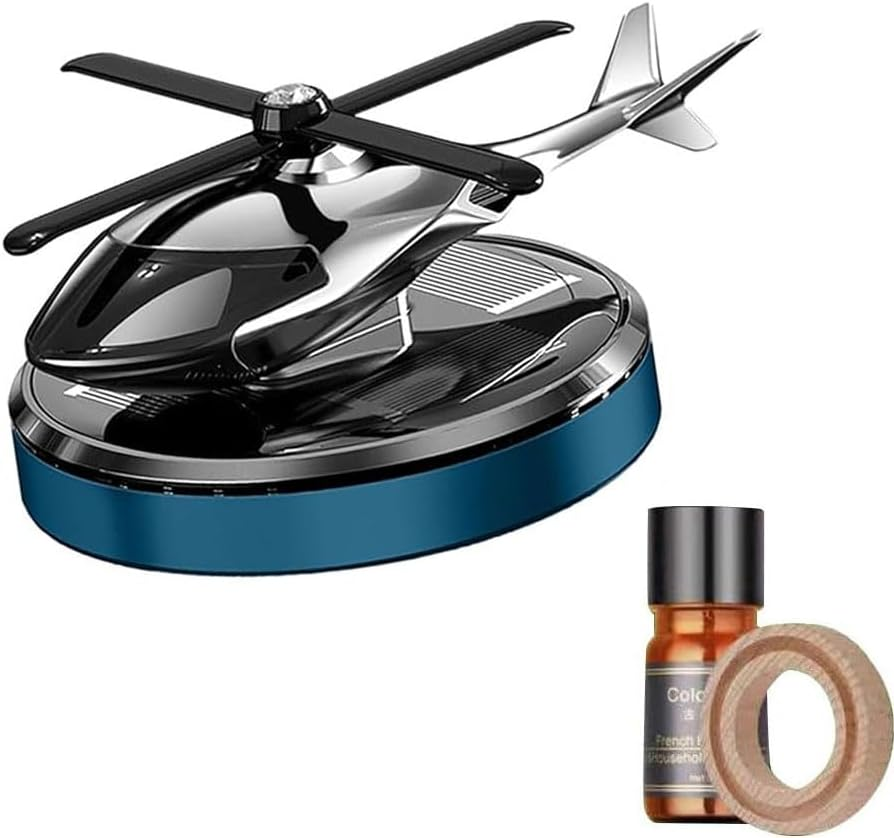 Helicopter Shape Car Air Freshener & Aromatherapy Diffuser - Rotating Car Perfume Diffuser for Dashboard, Perfect Car Ornament for Sedan, SUV, RV, Truck - Long-Lasting Freshener(Blue)