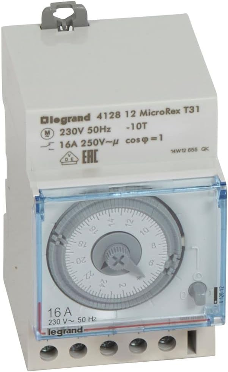 LEGRAND, Microrex T31 412812 Mechanical Timer with 24 Hour Program (Series Installation Timer for DIN Rail, 3-Module) image number 3