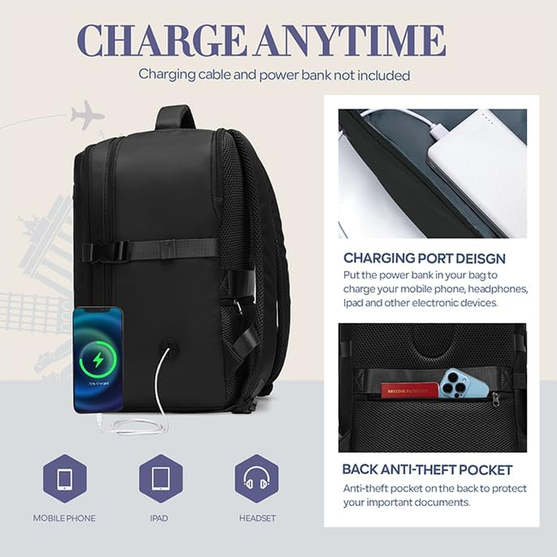 Yankony Cabin Bags Underseat Cabin Bag, Small Travel Backpack Cabin Size Carry on Bag for Airplanes Multiple Pockets Comfort Airback Backpack Cabin Size for Men and Women image number 5