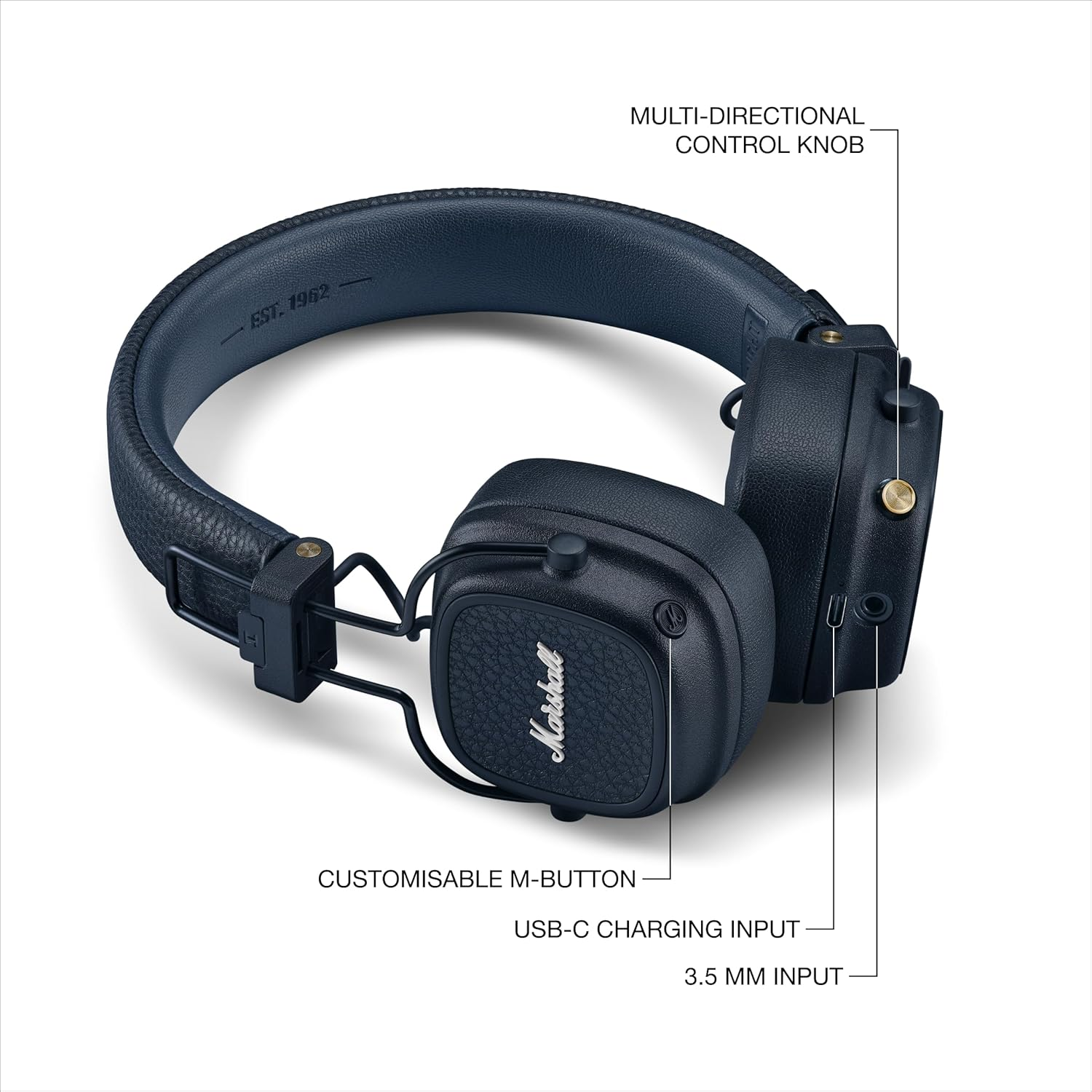 Marshall Major V On-Ear Bluetooth Headphones - Midnight Blue image number 6
