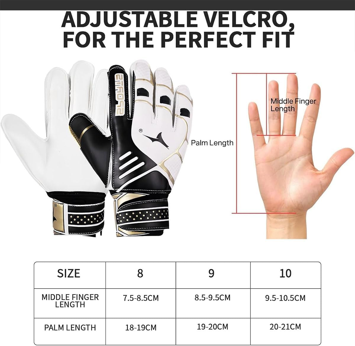 Annuoyi Goalie Gloves, Football Goalkeeper Gloves, Kids Football Gloves with Finger Spine & Double Wrist Protection, for Girls Boys Goalkeeping Training image number 2