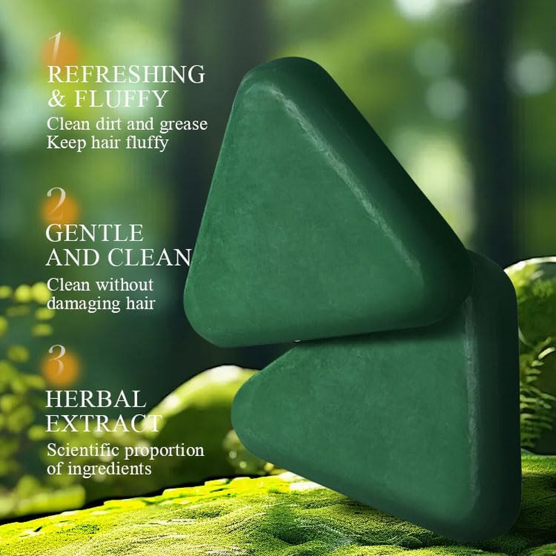 Nature Triangle Shampoo Bar, and Platycladus Orientalis Leaf & Usman Shampoo Bars to Promote Hair Growth, Strengthen and Smooth Hair for Women & Men (1PCSF) image number 6