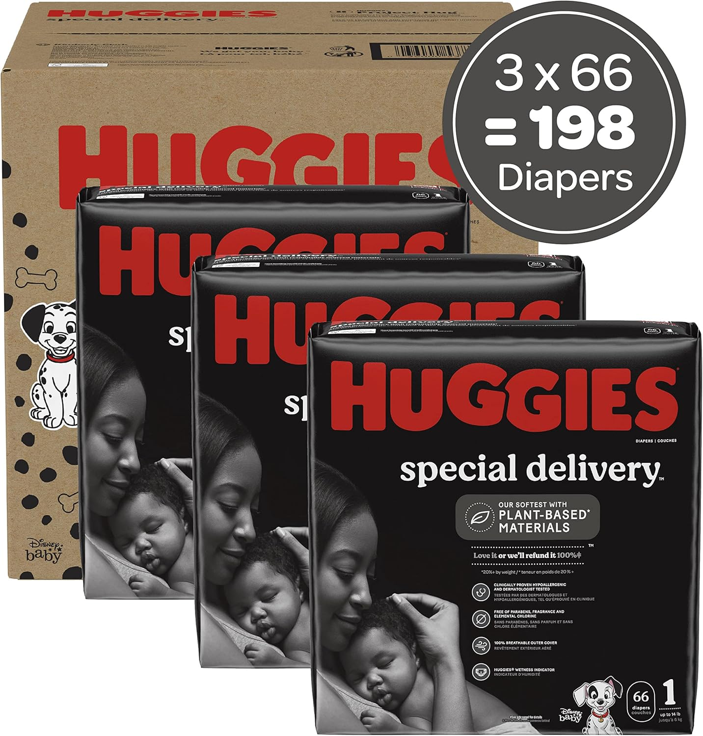 Huggies Special Delivery Hypoallergenic Baby Diapers Size 1, 198 Ct image number 1