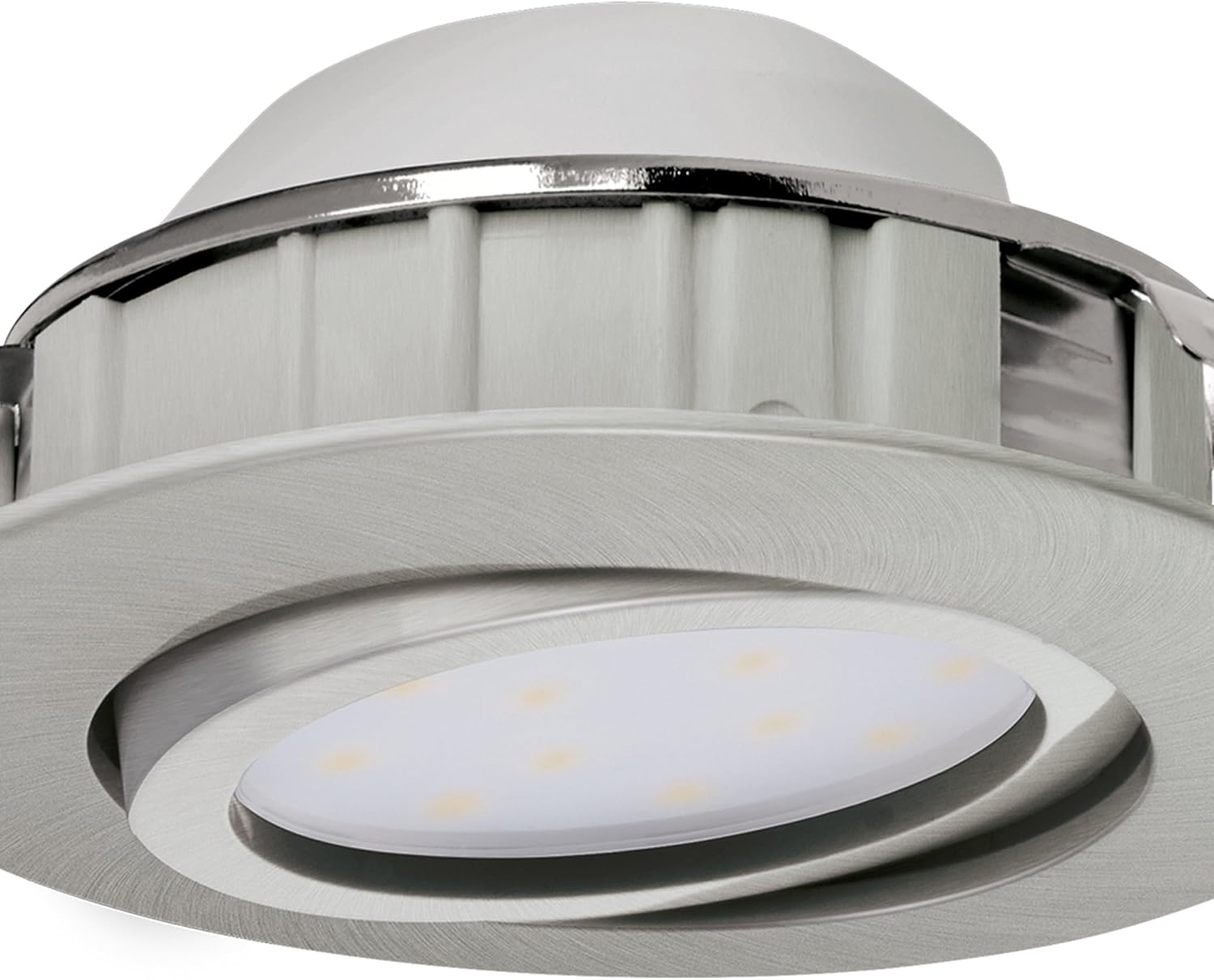 EGLO Set of 3 Pineda LED Recessed Spotlights, Swivelling, Plastic, Silver, Ceiling Spotlight, Flat, Warm White, 4.9 Watt, 1080 Lumen, 3000 K, Diameter 8.4 Cm image number 3