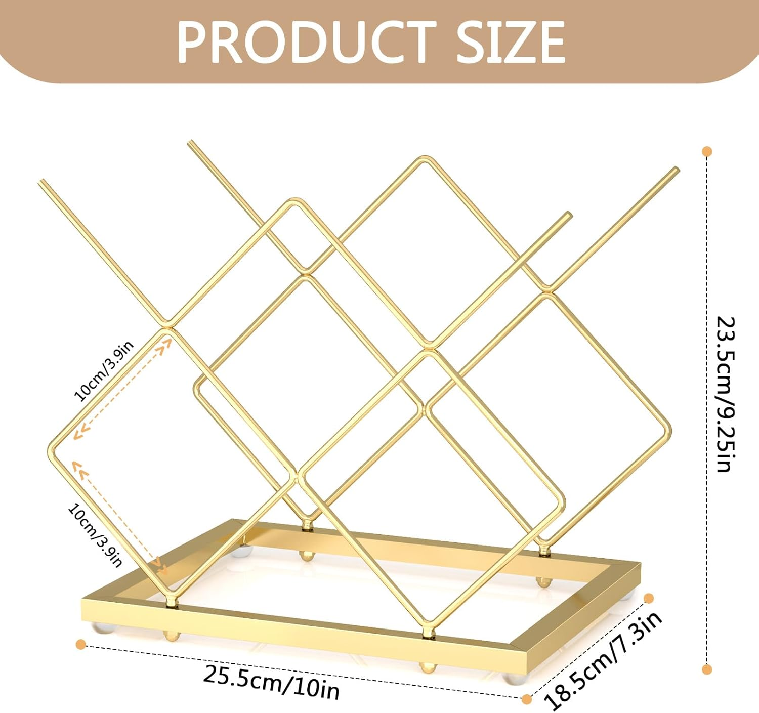 Urban Deco Gold Wine Rack Small Countertop for Cabinets &ndash; 5 Wine Holder Countertop Stylish and Compact Small Wine Racks image number 6