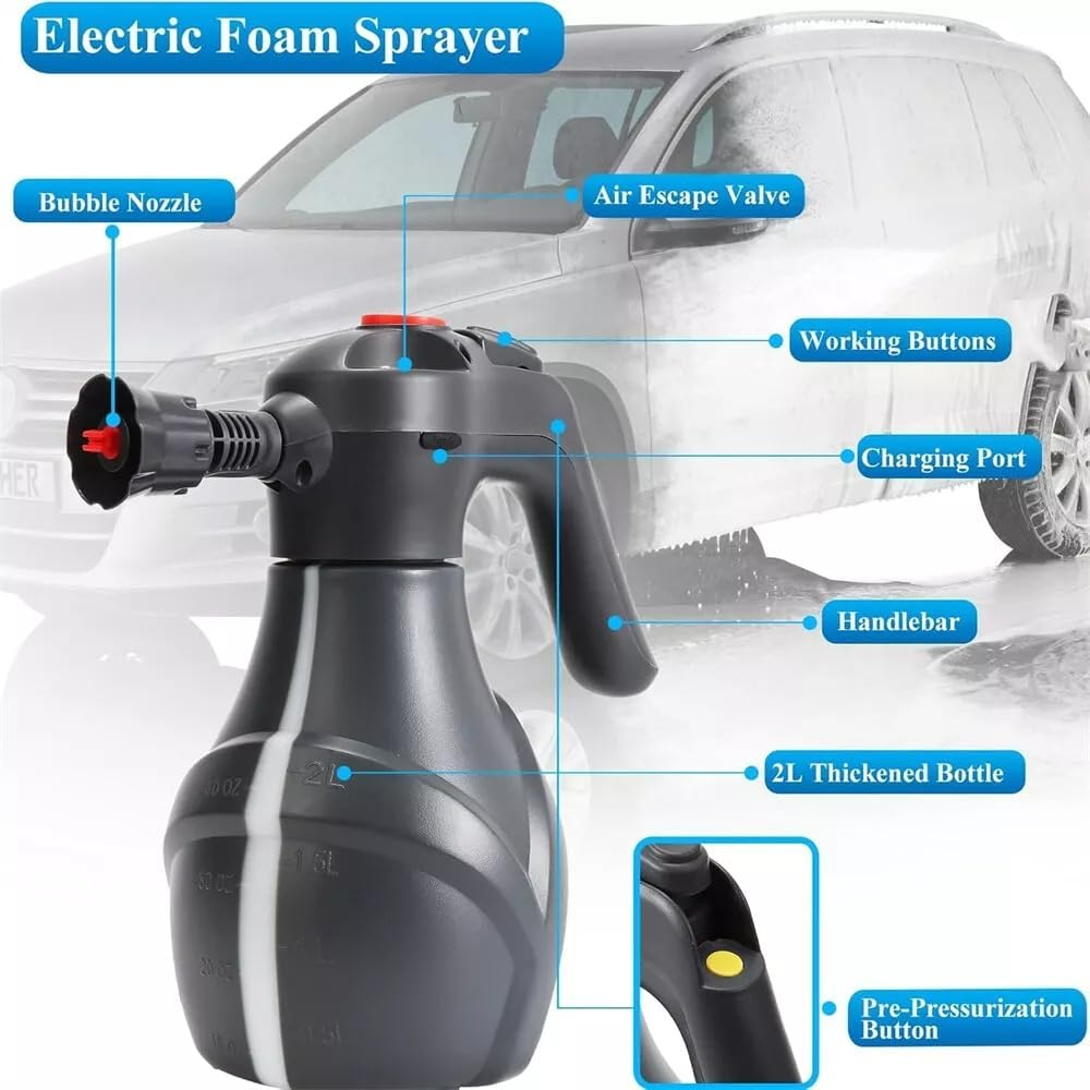 Electric Powerful Foam Sprayer 2L Rechargeable Car Wash Foamer for Car Wash image number 5