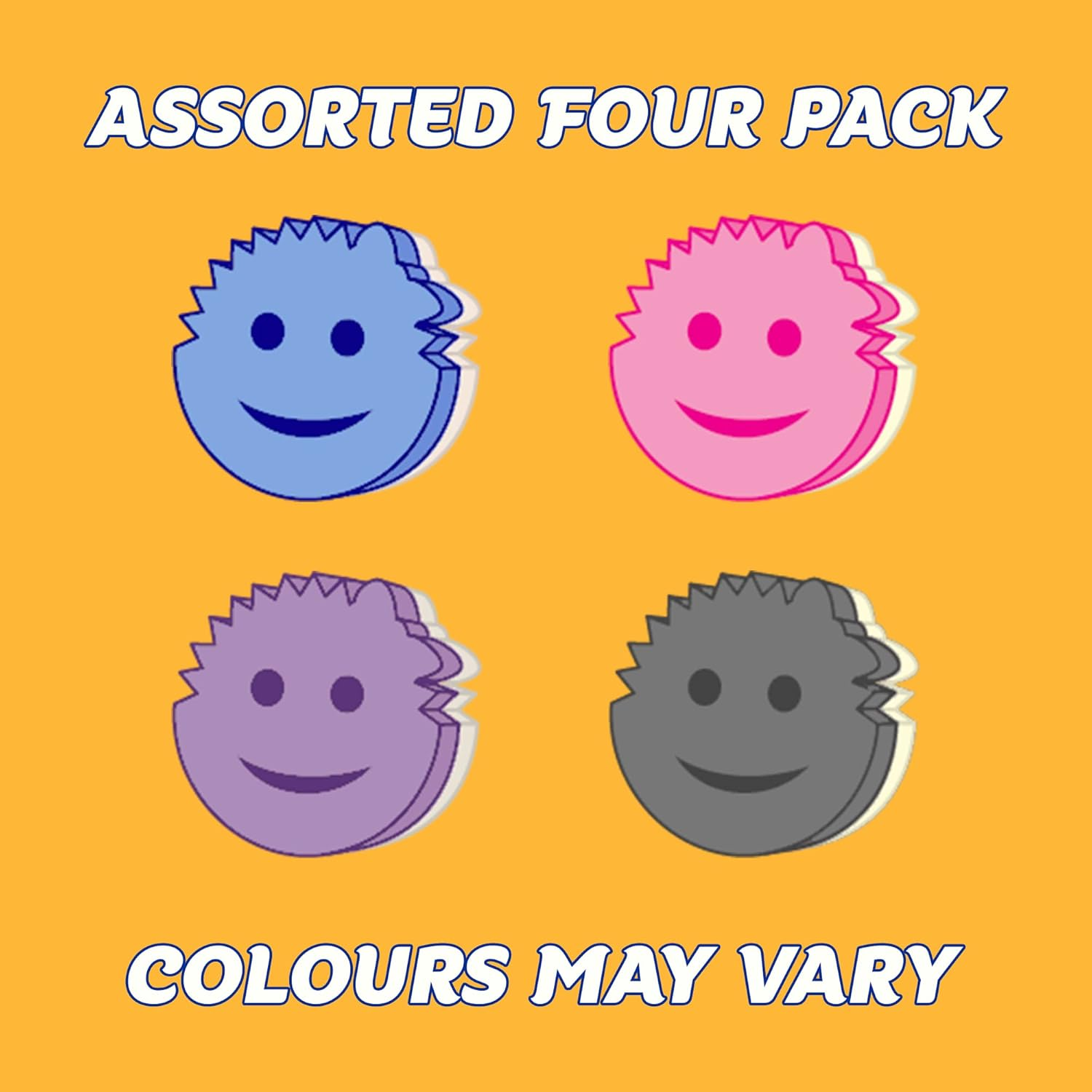 Scrub Daddy Scrub Mommy Assorted 4 Pack, Dual Sided Scrubbing Sponge, Alternative to Non Scratch Scourers, Cleaning Sponges for Washing Up, Dish Scrubber, as Used by Mrs Hinch, Flextexture Firm & Soft
