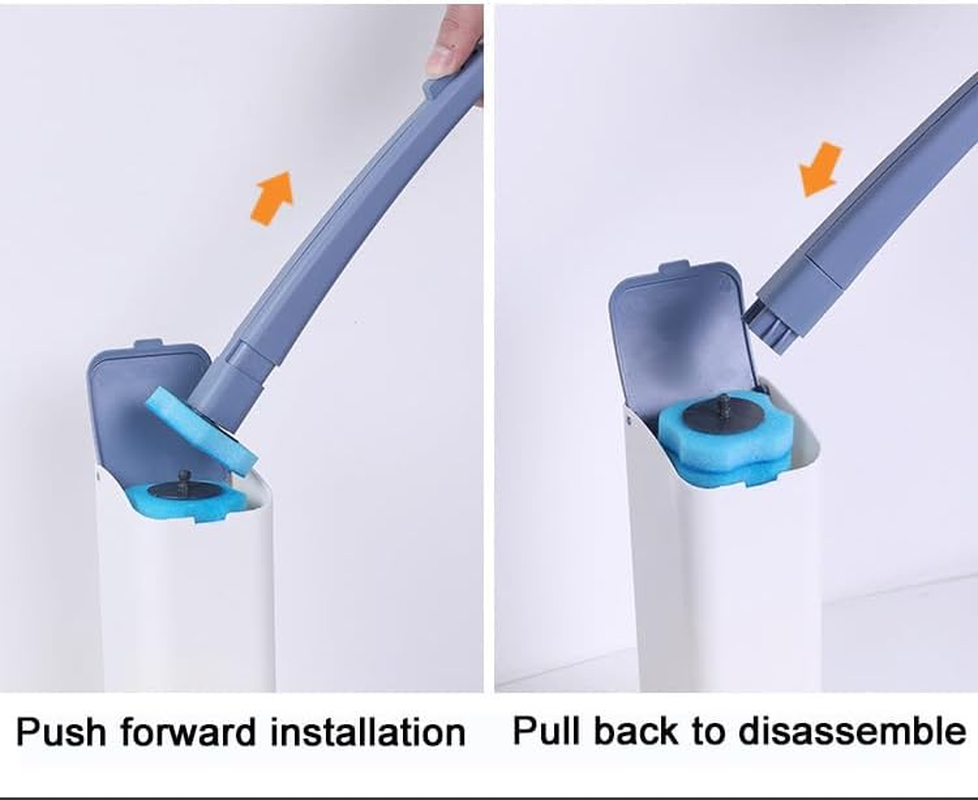 Toilet Cleaning Wand Starter Kit, Touch-Free Toilet Brush, Preloaded Sponges, 10 Ocean Breeze Refills image number 1