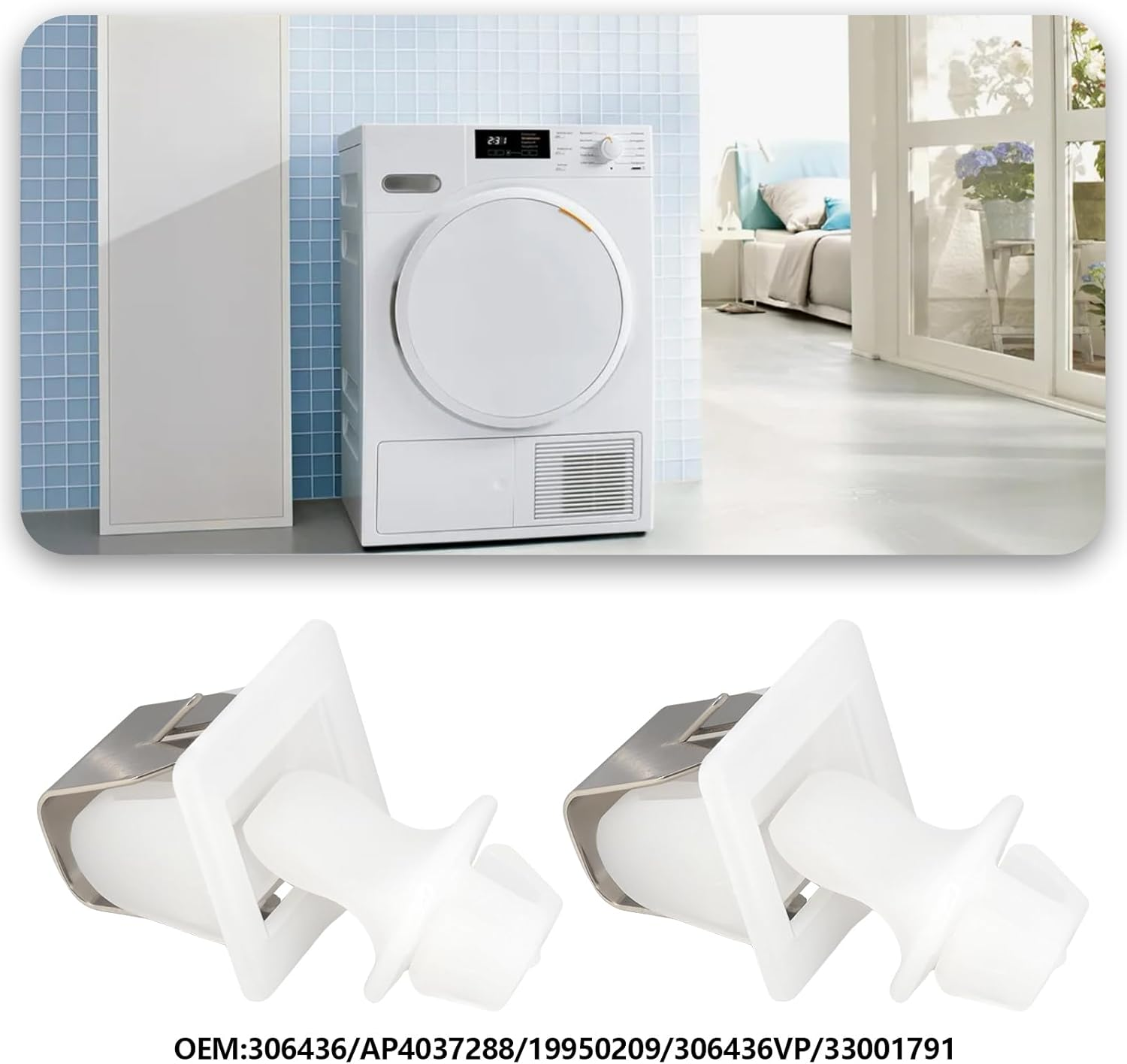 Briny River 4Pcs Dryer Door Latch with Plug-Ins AP4037288 19950209 306436VP 33001791 PS2029855 R0601523 W10116757 Y313912 Compatible with Whirlpool Compatible with Maytag