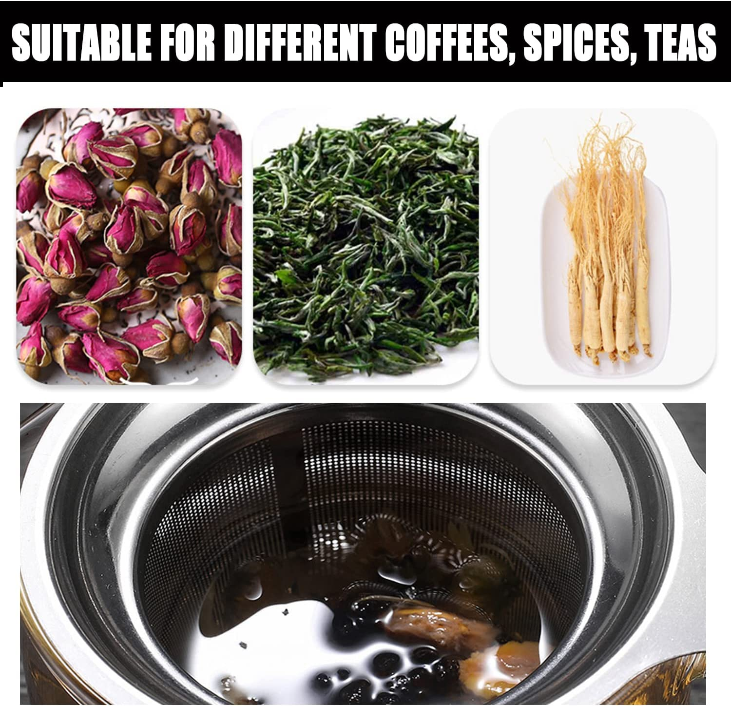 Premium Stainless Steel Universal Tea Strainer,Stainless Steel Fine Mesh Tea Infuser & Coffee Filter Strainer - Reusable, Easy Clean Brew Basket for Loose Leaf Tea and Ground Coffee image number 2