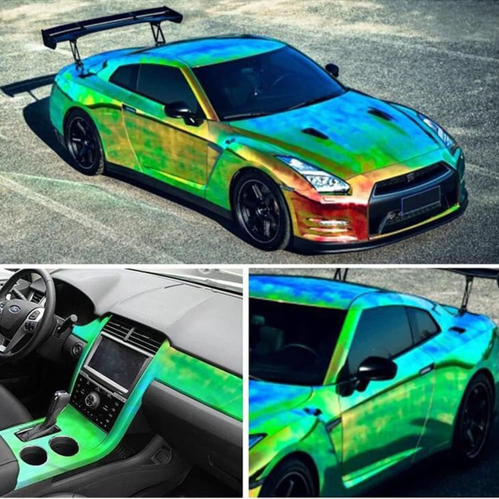 Holographic Rainbow Chrome Car Adhesive Vinyl Wrap Gloss Decal Sticker Film Sheet Air Bubble Free DIY Vinyl image number 5