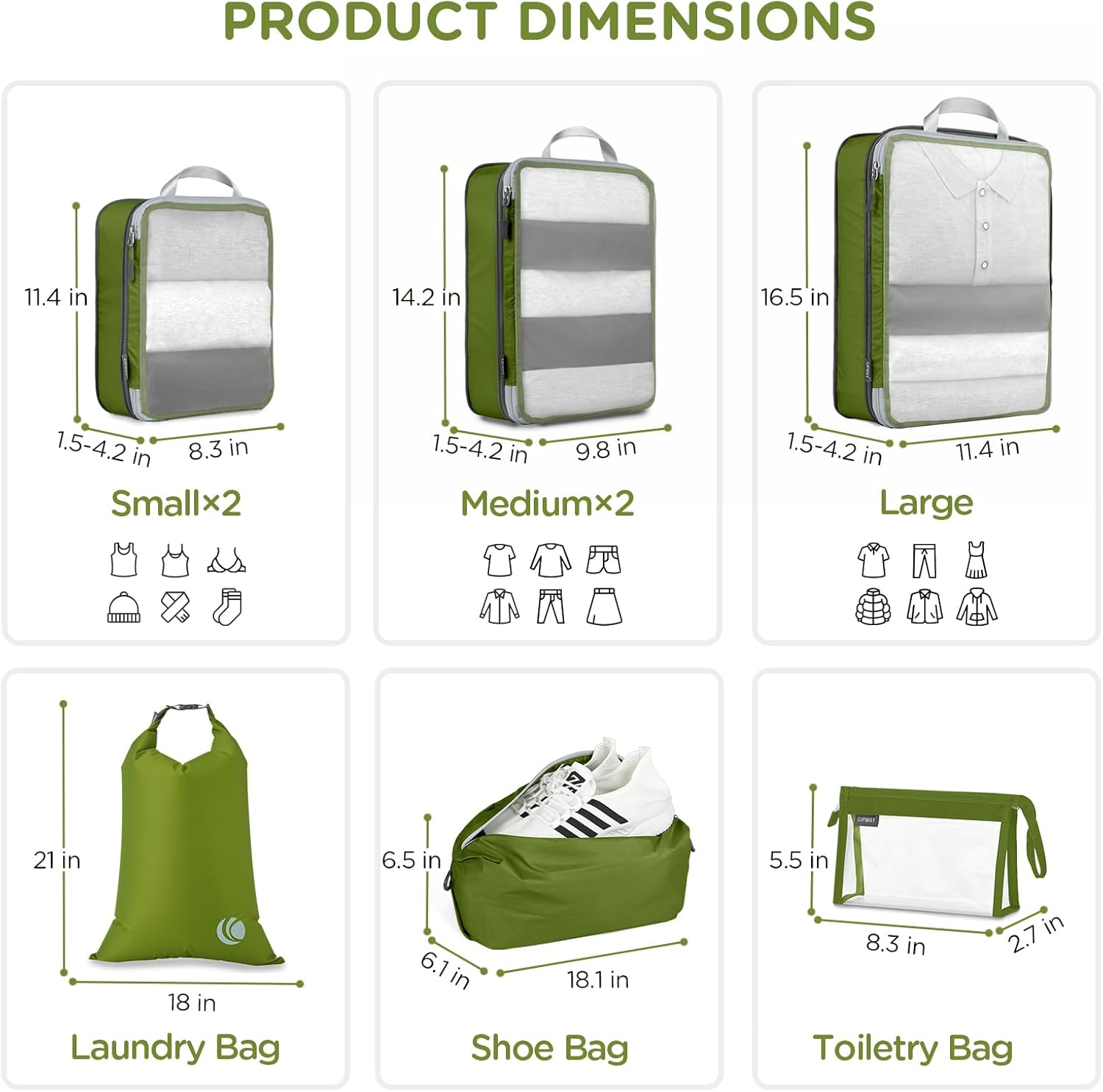 Cipway Compression Packing Cubes for Travel-Expandable Luggage Organizer Set Pack More in Less Space,Travel Gear Accessories image number 5