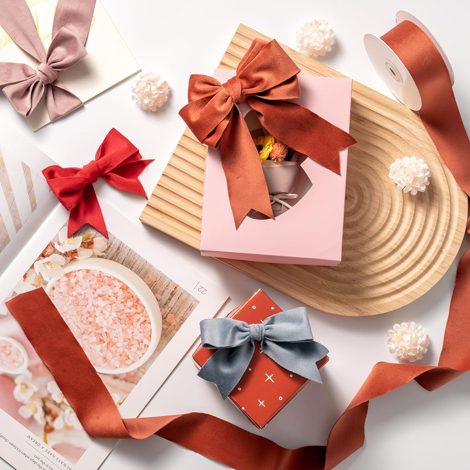 CHUQING Ribbons Red Velvet Gift Ribbons Wide Velvet Ribbon for Sewing Bow Decorative Ribbon 1.5 Inch X 10 Yards image number 5