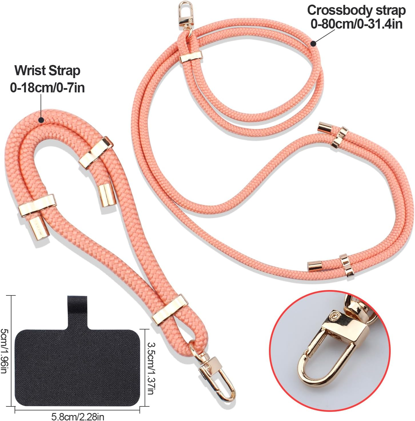 2 Pads Phone Lanyard, H HOME-MART Adjustable Crossbody Cell Phone Strap Universal Phone Wrist Lanyard 2Pcs Phone Patch Tether Tab for Most Smartphones Cell Phone Accessories image number 6