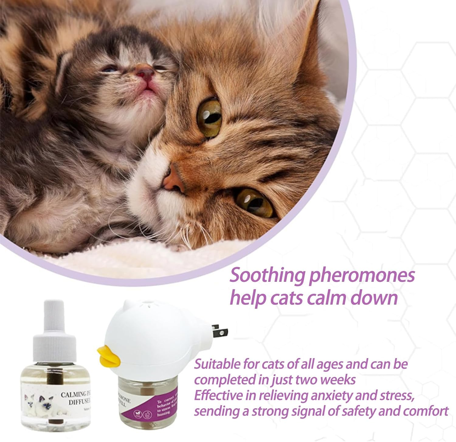 Cat Calming Diffuser, Pheromones Cat Diffuser Refill, with Australian Plug, Spray Pheromones to Relieve Anxiety and Prevent Stress, Helping Cats Adapt to New Environments (2Pack) image number 2