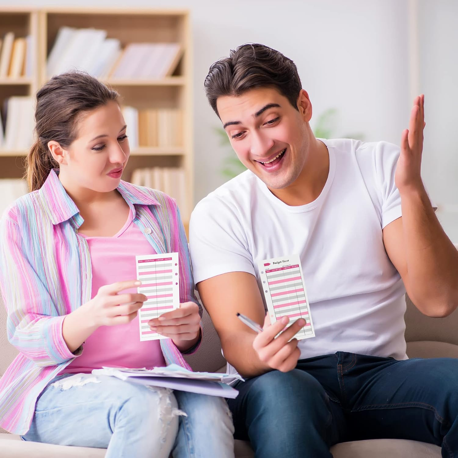 Ndsox 60PCS A6 Budget Sheets for Budget Planner Binder, 6-Holes Expense Budget Tracker Sheets, Spending Tracker Sheets, A6 Budget Binder Inserts Cash Ledger Book Wallet Bill Organizer, Pink image number 6