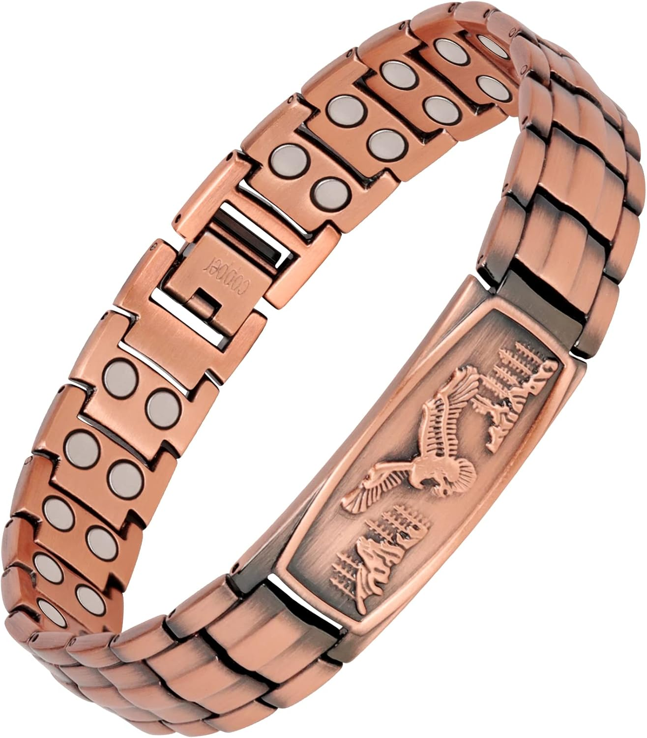 Feraco Lymph Detox Magnetic Bracelet Lymph Drainage Pure Copper Bracelet for Men with Ultra Strength Therapy Magnets for Arthritis Pain & Carpal Tunnel Healing Eagle Pattern Adjustable image number 1