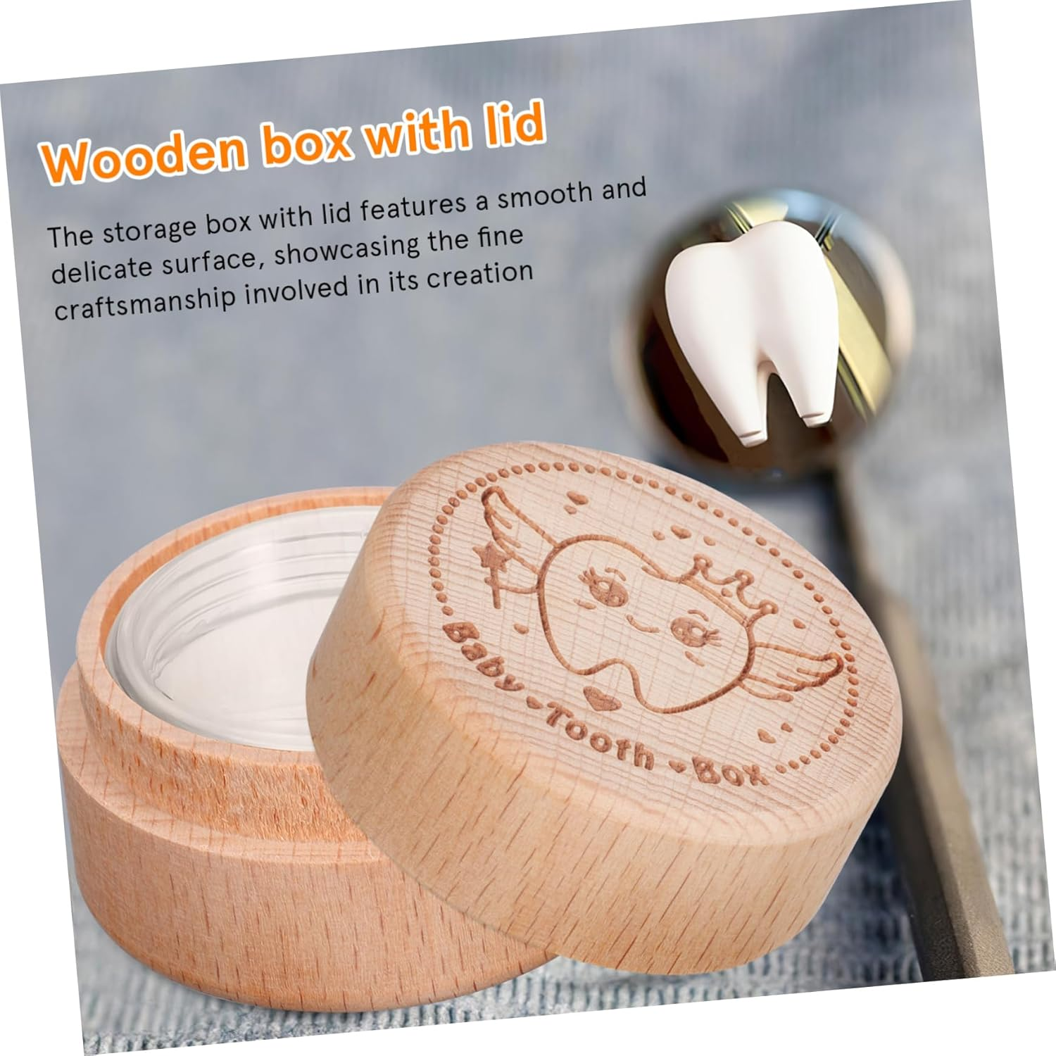 4Pcs Stylish round Tooth Storage Box Decorative Trinket Box Lid for Boys and Girls Lost Teeth Elegant Craft
