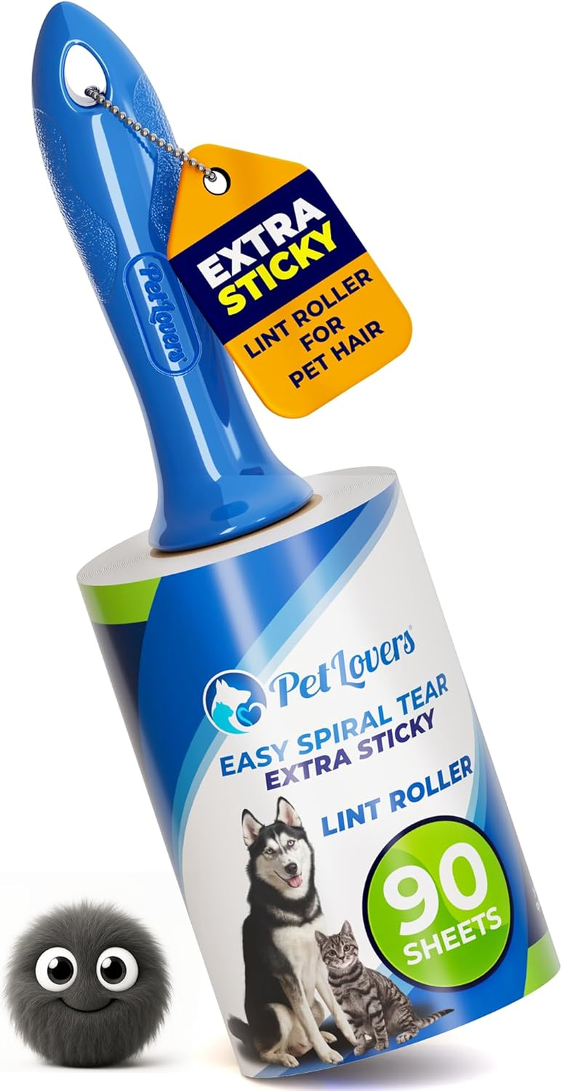 Petlovers Extra Sticky Lint Roller Single Unit 90 Sheets for Pet Hair Removal, Dog and Cat Lint Remover (1 Pack) image number 1