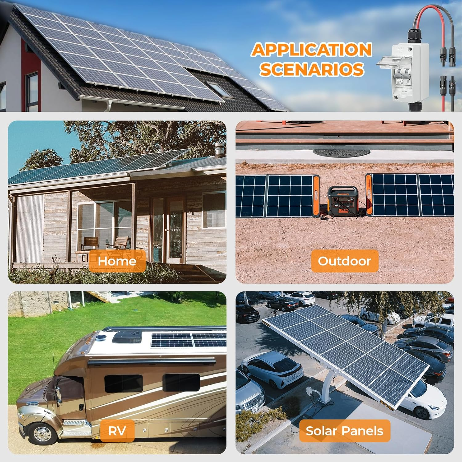 Solar Panel Disconnect Switch, 60A 400V, 2 Pole DC/AC Miniature Circuit Breaker with IP65 Weatherproof Box and Pre-Wired Cables image number 1